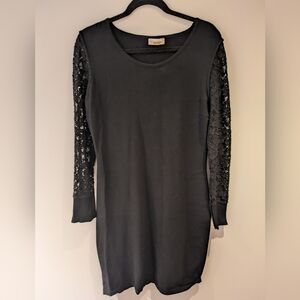 Black Calvin Klein Sweater Dress with Lace Sleeves